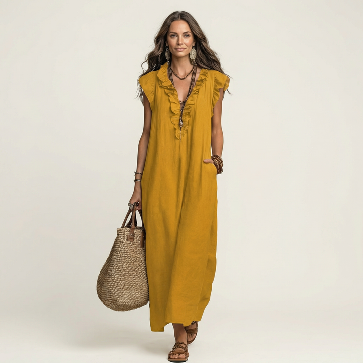 Marielle | Ruffle V-Neck Maxi Dress