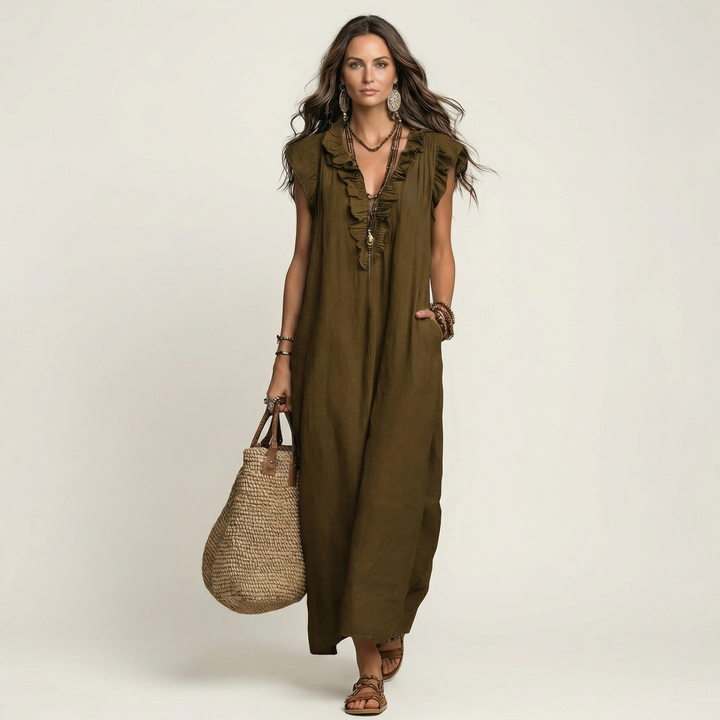 Marielle | Ruffle V-Neck Maxi Dress