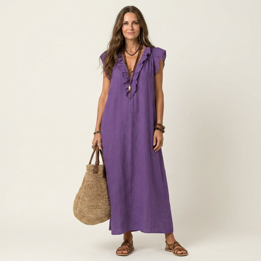 Marielle | Ruffle V-Neck Maxi Dress