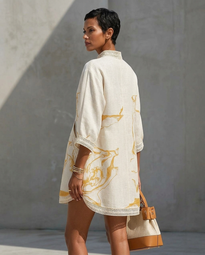 Camilla | Lace-Trim V-Neck Mini Dress