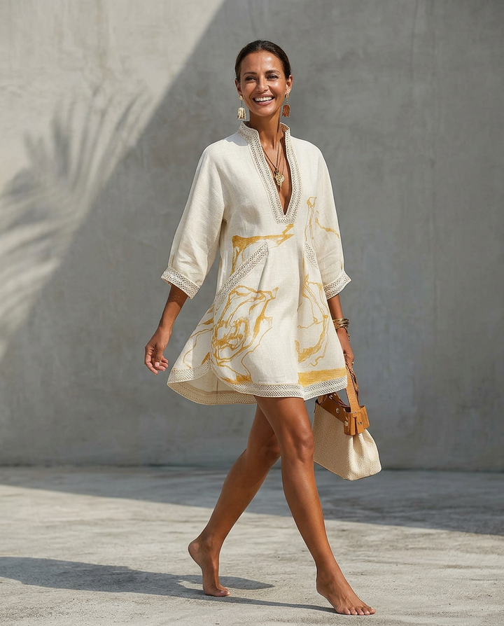 Camilla | Lace-Trim V-Neck Mini Dress