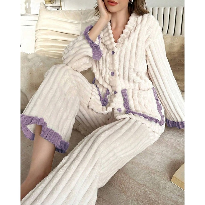 Susanna | Cozy Ruffle-Trim Two-Piece Set