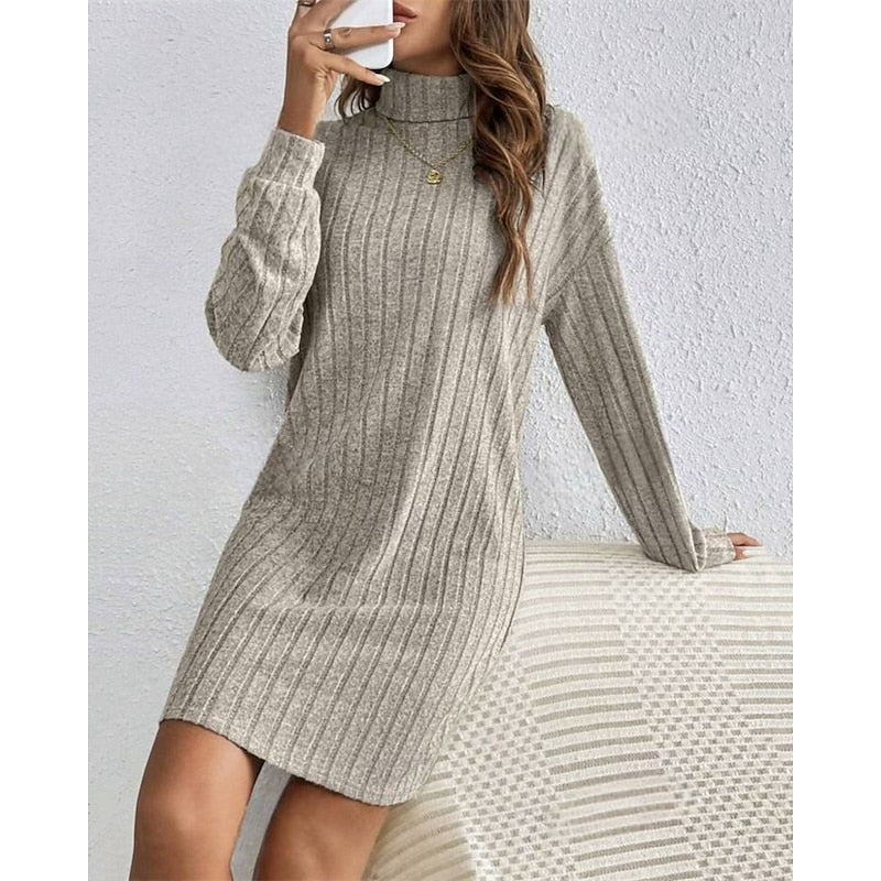 Saskia | High-Neck Ribbed Dress