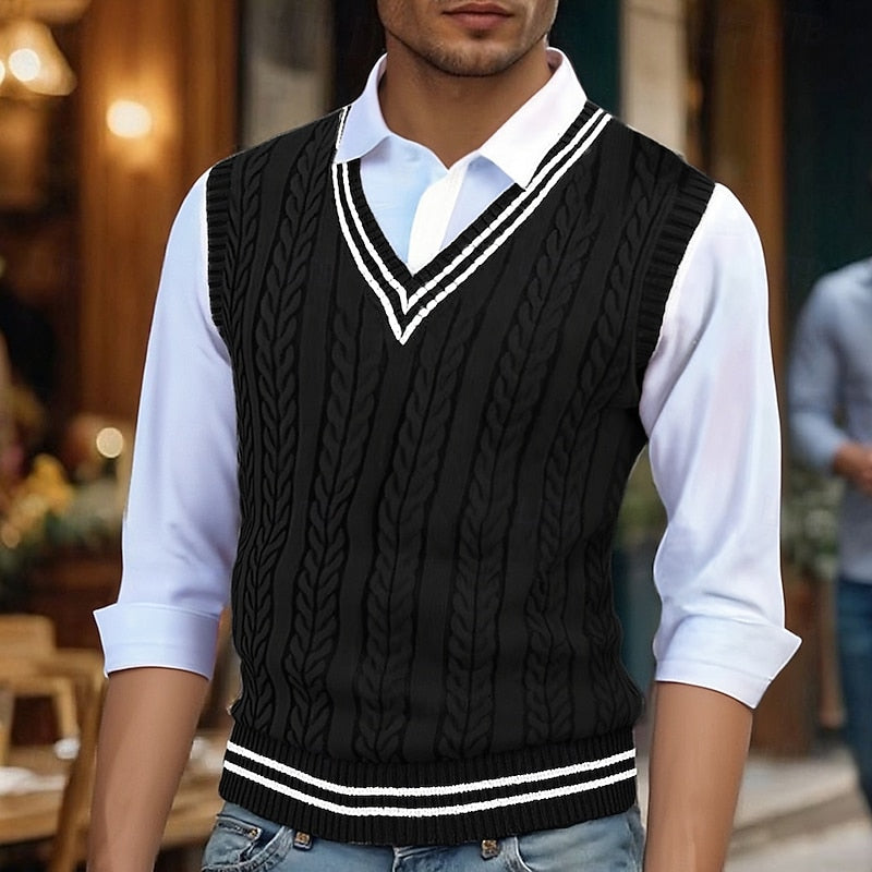 Prescott | Cable-Knit V-Neck Sweater Vest