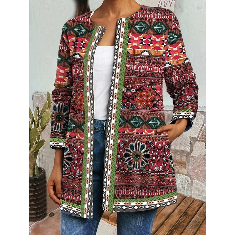 Della | Patterned Open-Front Jacket