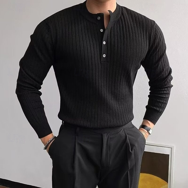 Gabriel | Ribbed Henley Sweater