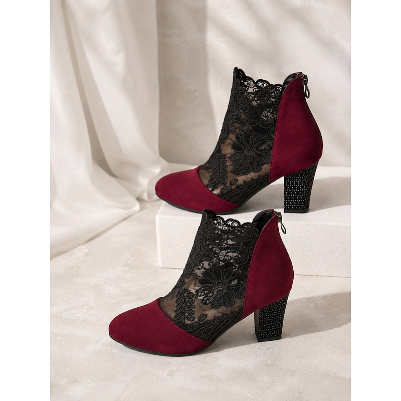 Marjorie | Lace-Detail Heeled Ankle Boots