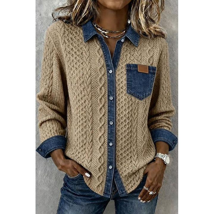 Tamsin | Textured Contrast Button-Up Shirt