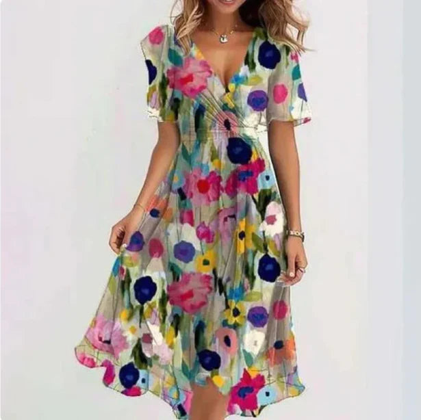 Lydia | Classic V Neck Summer Dress