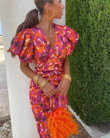 Marina | Elegant Puff Sleeve Midi Dress