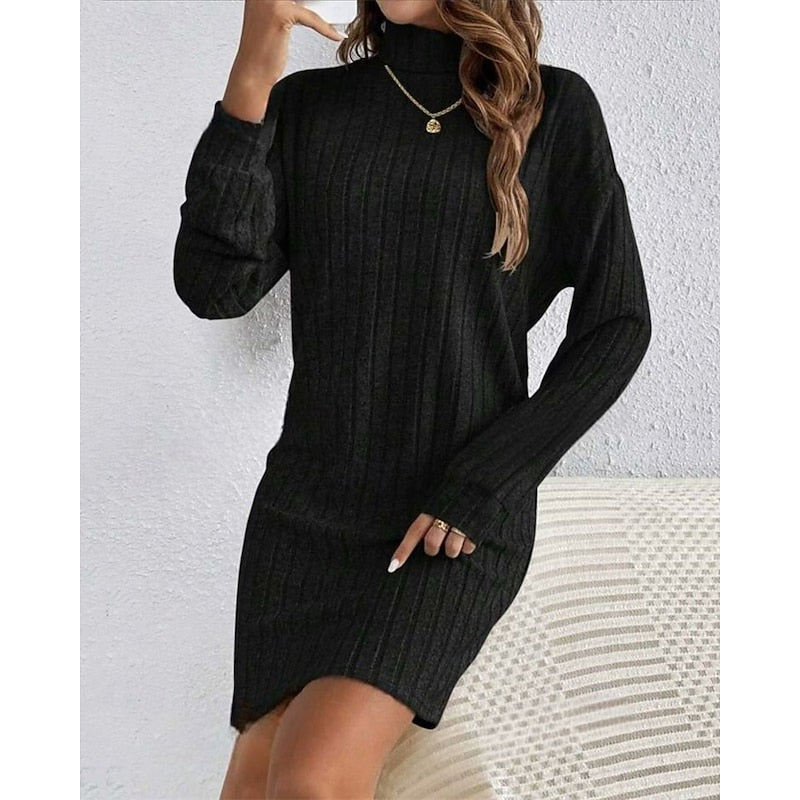 Saskia | High-Neck Ribbed Dress