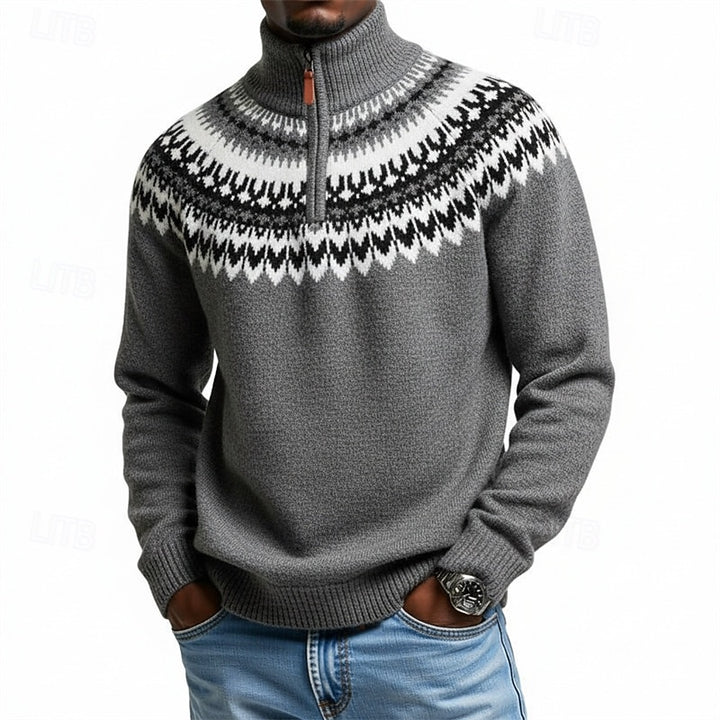 Magnus | Patterned Quarter-Zip Sweater