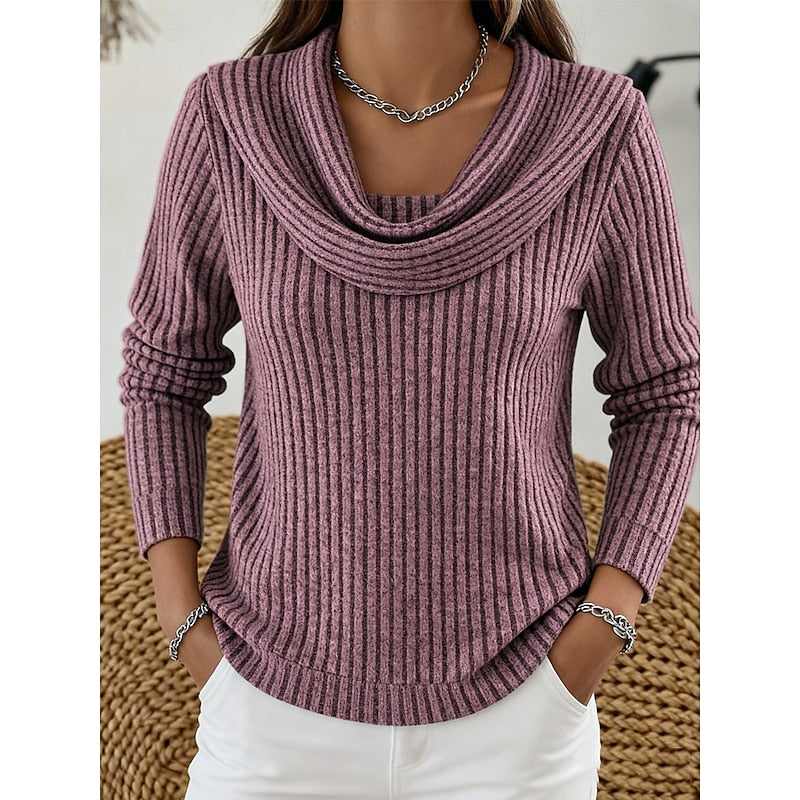 Thea | Cowl Neck Ribbed Sweater