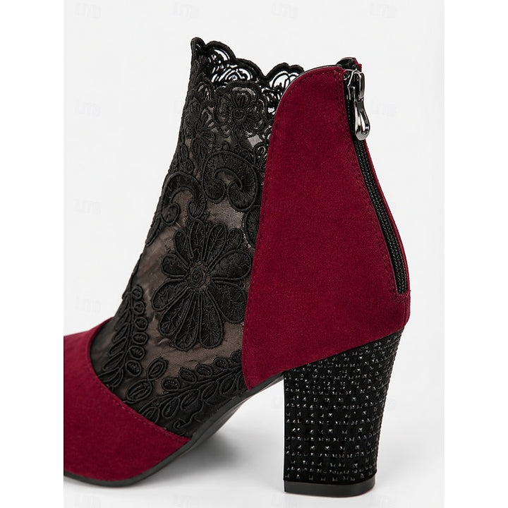 Marjorie | Lace-Detail Heeled Ankle Boots