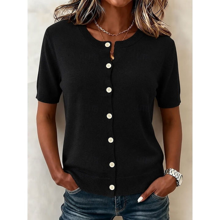 Marcella | Button-Front Short-Sleeve Knit Top