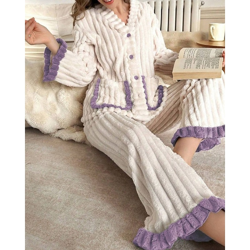 Susanna | Cozy Ruffle-Trim Two-Piece Set