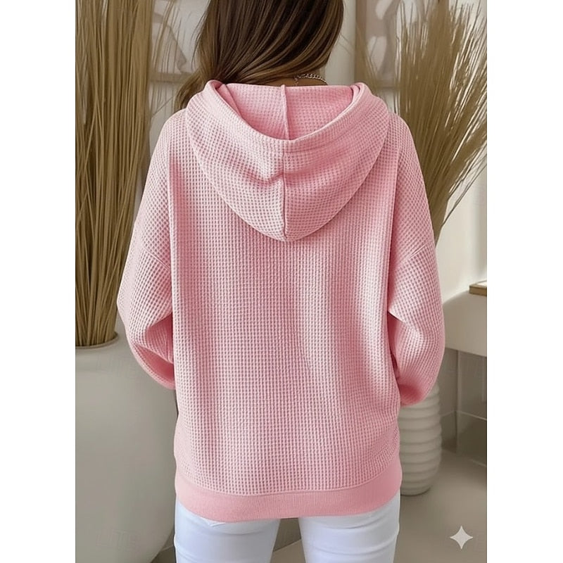 Danielle | Waffle-Textured Pullover Hoodie
