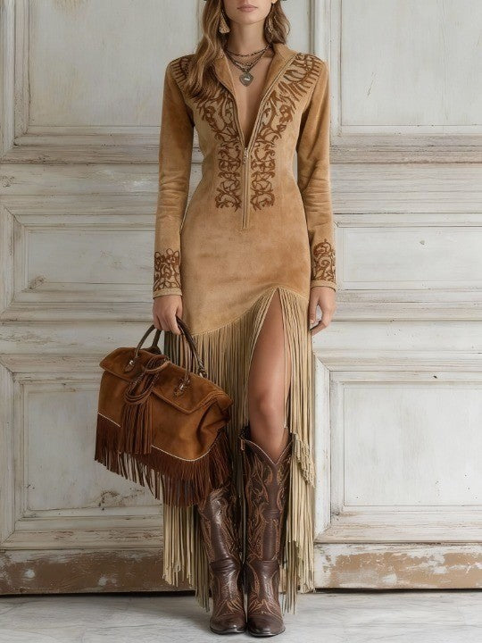 Maribel | Elegant Fringe Maxi Dress