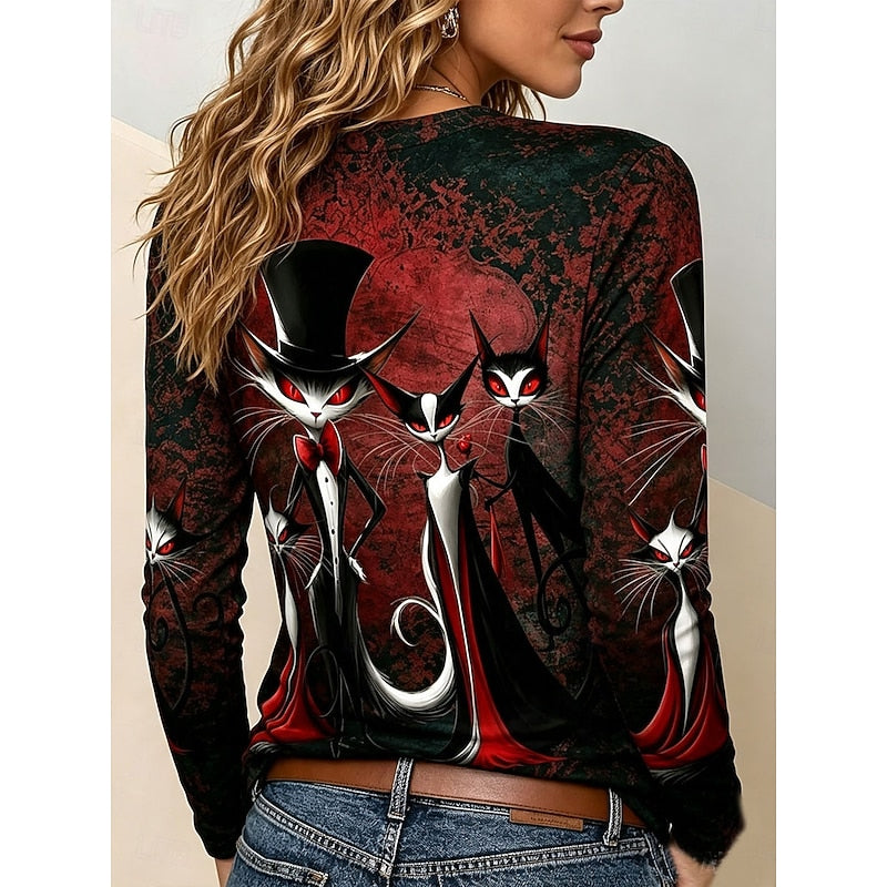 Cassia | Gothic Halloween Graphic Long Sleeve Top