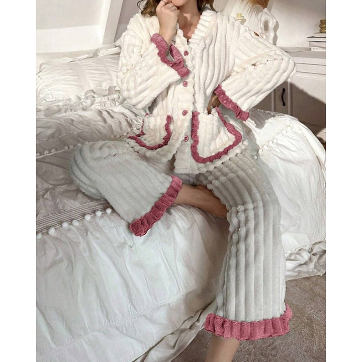 Susanna | Cozy Ruffle-Trim Two-Piece Set