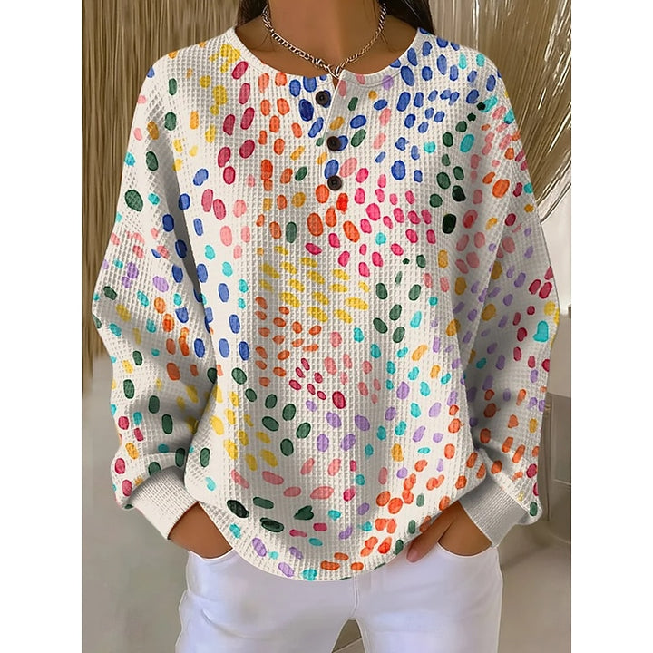 Talia | Artful Button-Neck Sweatshirt