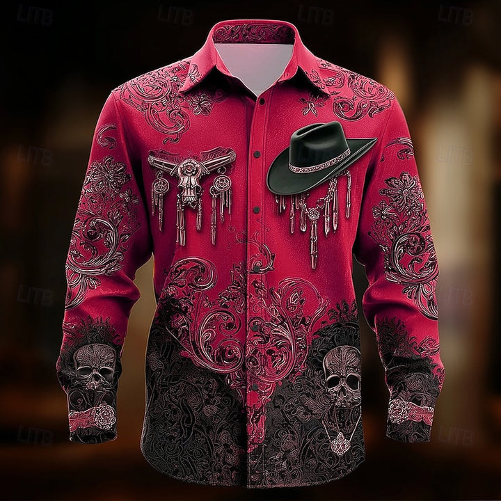 Cormac | Halloween Western Skull Print Shirt