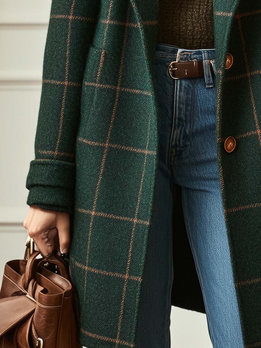 Sarah | Elegant Checked Winter Coat
