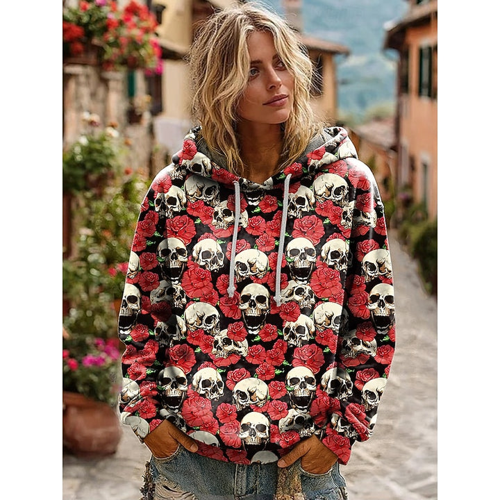 Della | Halloween Skull Print Oversized Hoodie