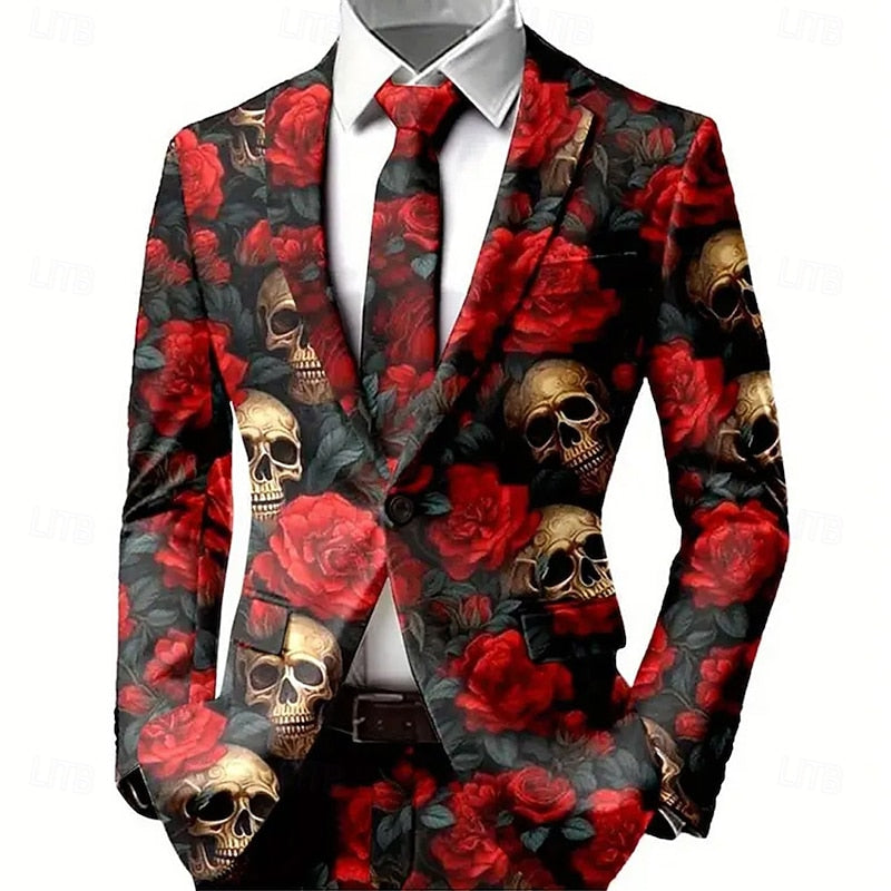 Alaric | Halloween Skull & Rose Statement Blazer