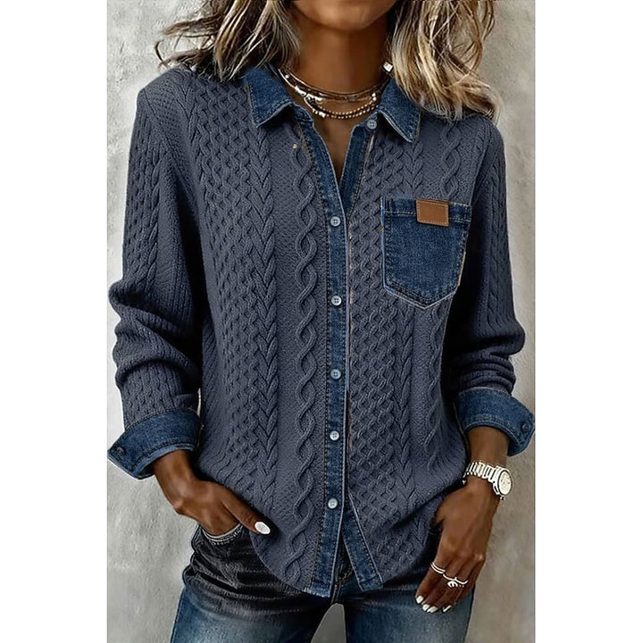 Tamsin | Textured Contrast Button-Up Shirt