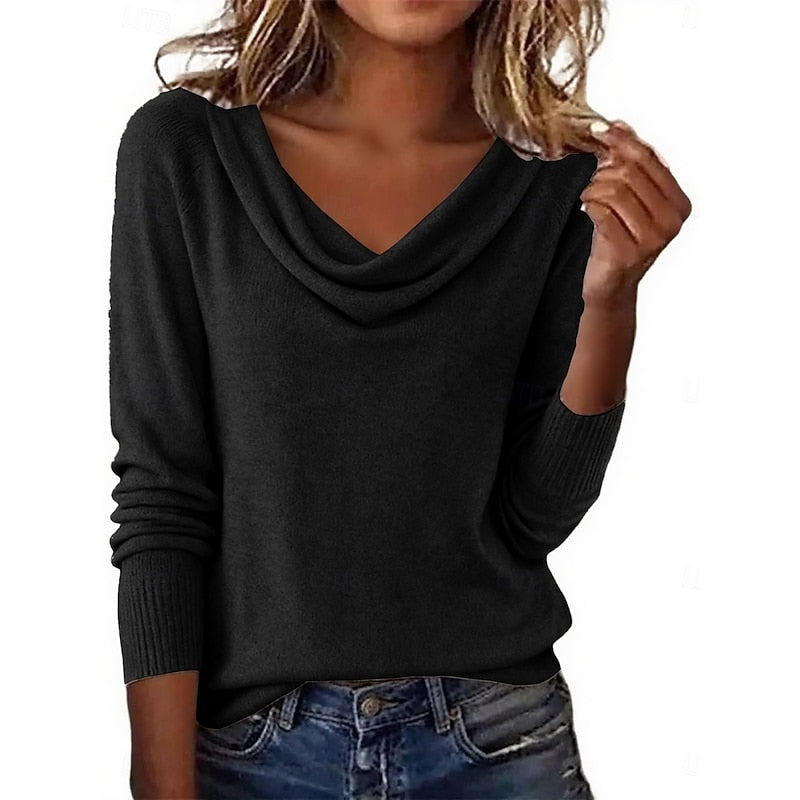 Nancy | Draped Cowl-Neck Sweater