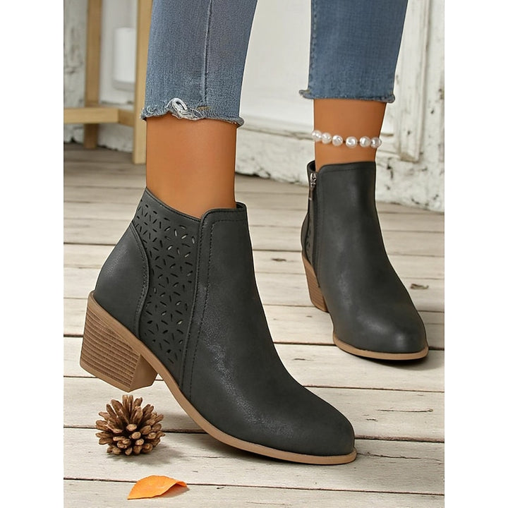 Winifred | Cutout Low-Heel Ankle Boots