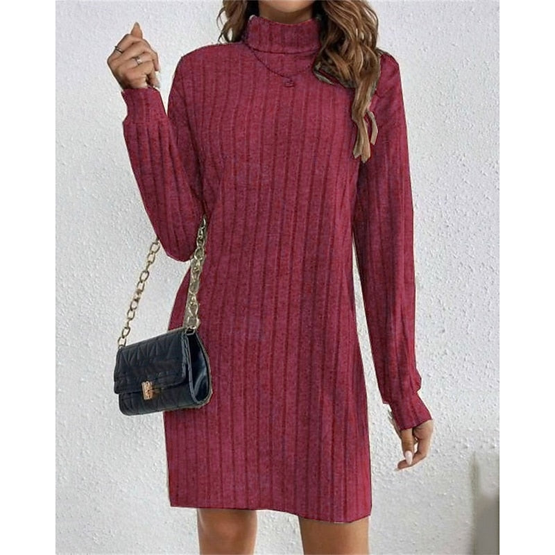 Saskia | High-Neck Ribbed Dress