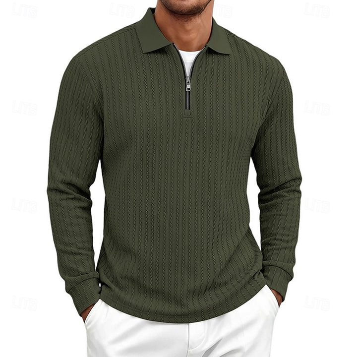 Declan | Textured Quarter-Zip Polo Shirt