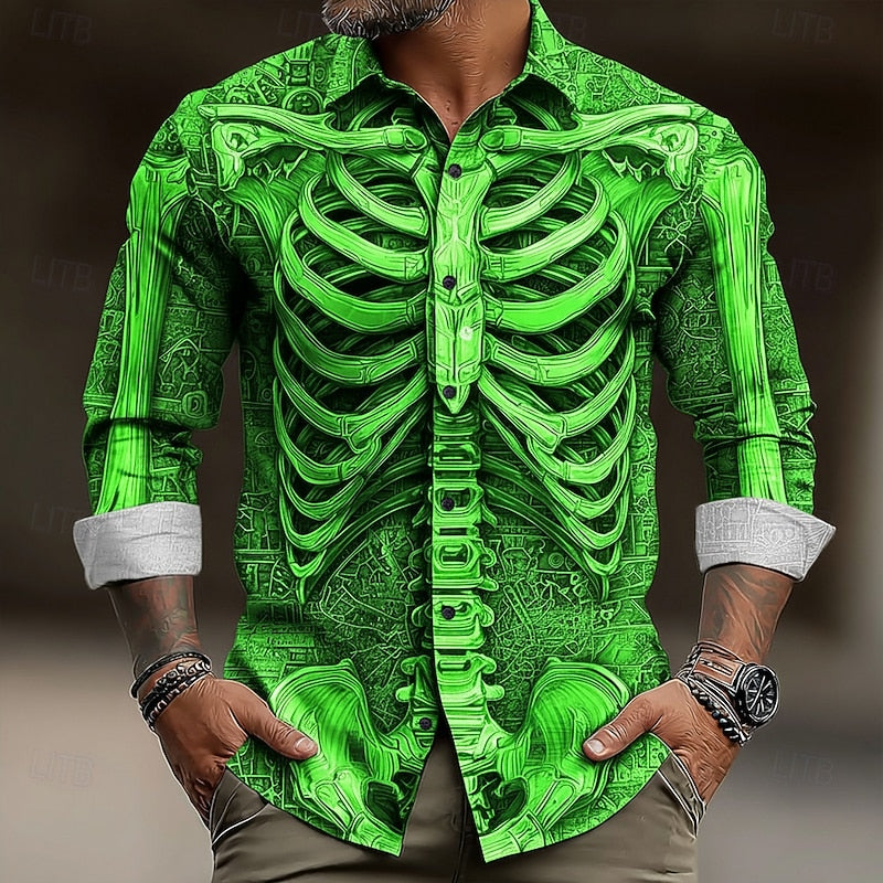 Rhett | Halloween Skeleton Button-Up Shirt