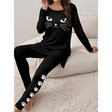 Selene | Cozy Cat-Print Two-Piece Set