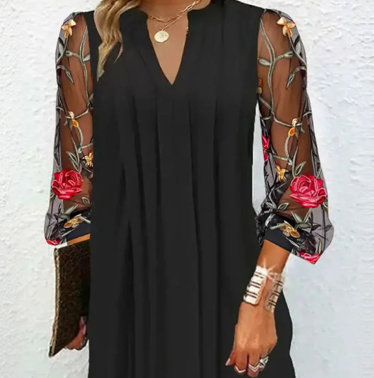 Camille | Floral Sleeve Midi Dress