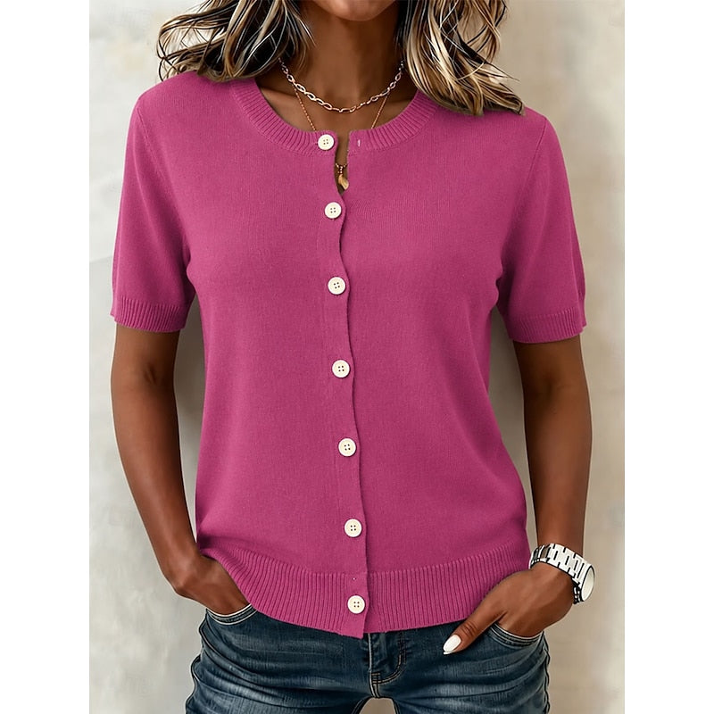 Marcella | Button-Front Short-Sleeve Knit Top