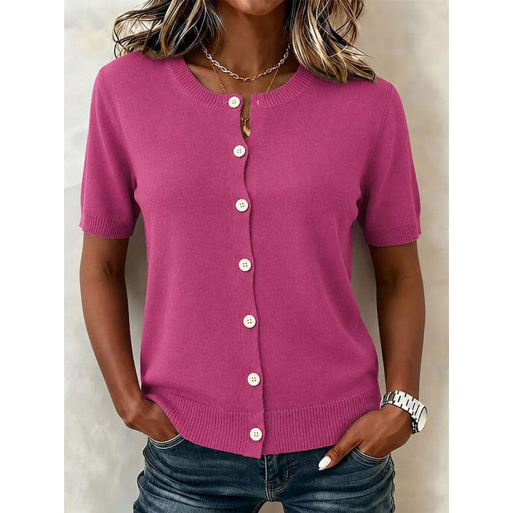 Marcella | Button-Front Short-Sleeve Knit Top