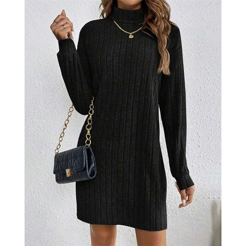 Saskia | High-Neck Ribbed Dress