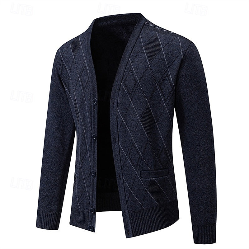 Duncan | Refined Argyle Button-Up Cardigan