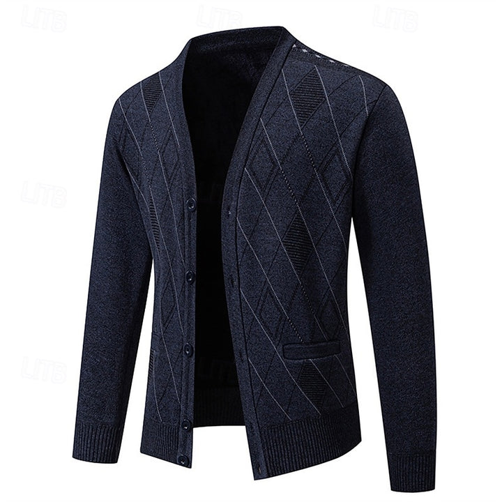 Duncan | Refined Argyle Button-Up Cardigan