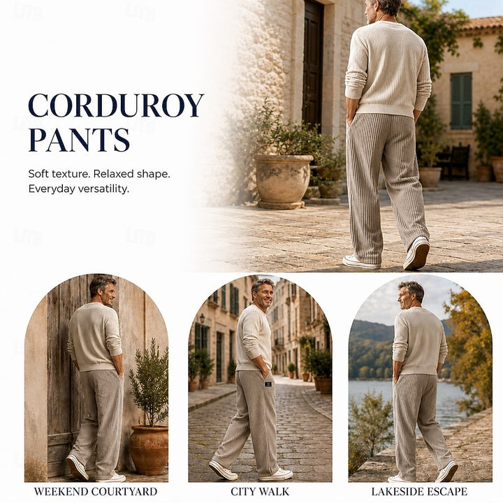 Cedric | Ribbed Textured Wide-Leg Trousers