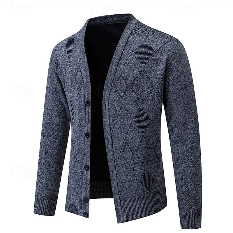 Duncan | Refined Argyle Button-Up Cardigan