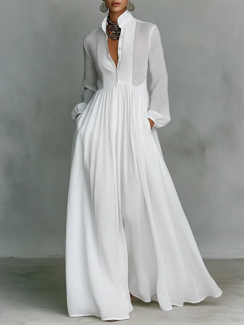 Imogen | Flowing Stand-Collar Maxi Dress
