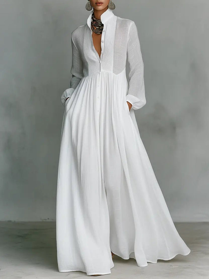 Imogen | Flowing Stand-Collar Maxi Dress