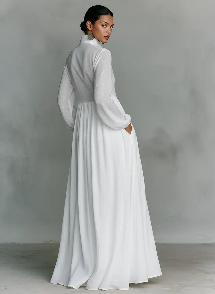 Imogen | Flowing Stand-Collar Maxi Dress