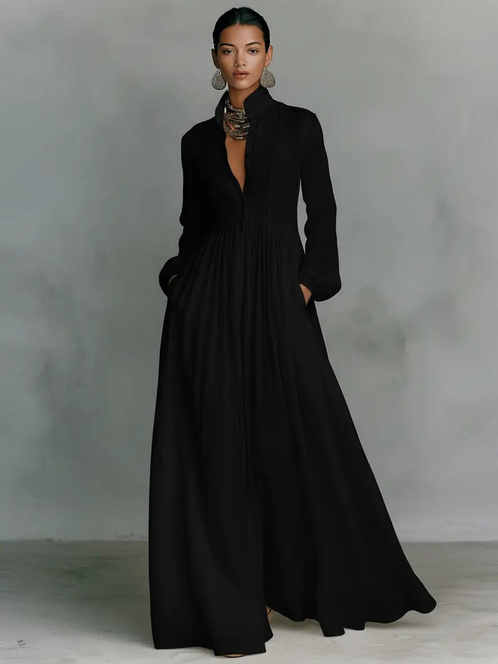 Imogen | Flowing Stand-Collar Maxi Dress