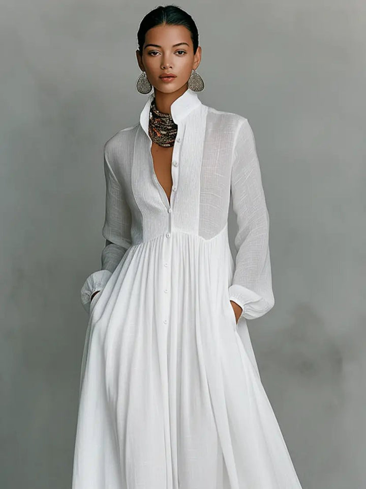 Imogen | Flowing Stand-Collar Maxi Dress