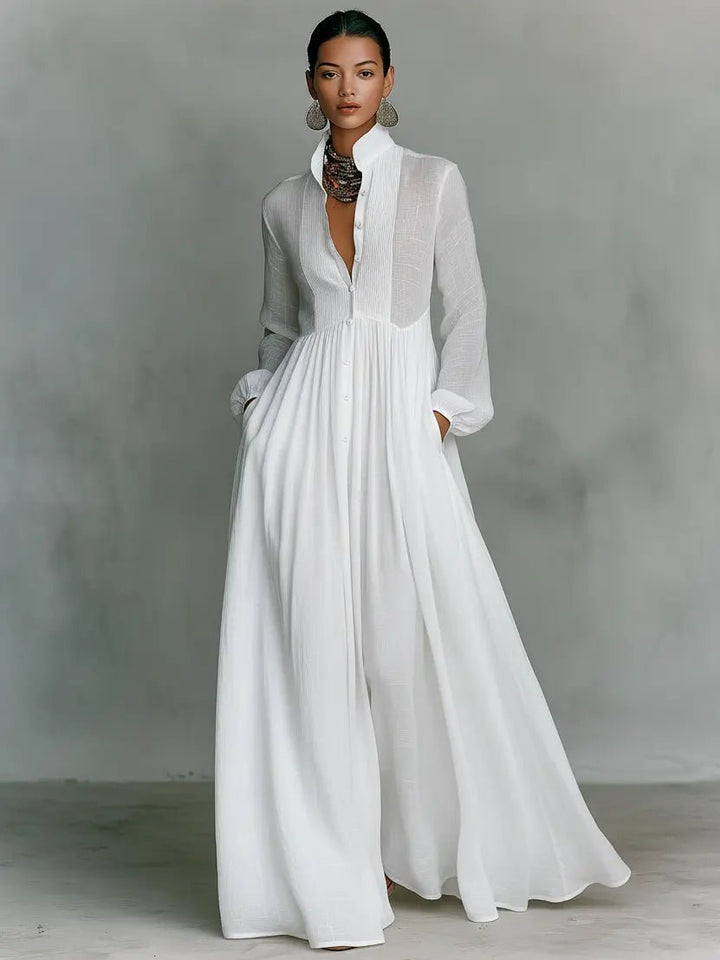 Imogen | Flowing Stand-Collar Maxi Dress
